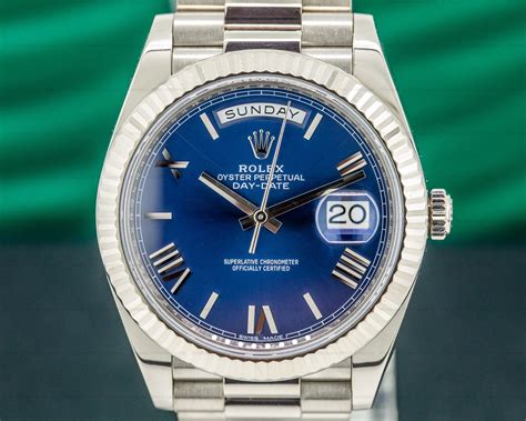 rolex white gold president with sapphire markers|Rolex day date white gold.